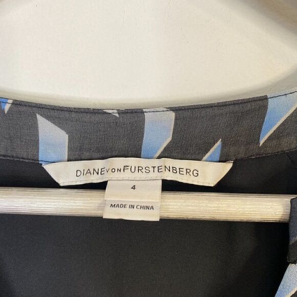 Diane Von Furstenberg Maiko Silk Chiffon V-Neck 3/4 Sleeve Blouse - Picture 5 of 10